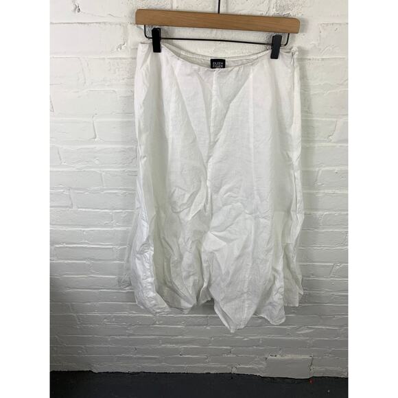 Eileen Fisher Women's Irish Linen A-Line Midi Skirt Solid White Size Small - Picture 1 of 5